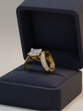 Vacation Ring Gold CZ Engagement Ring Set Travel Jewelry waterproof